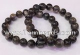 CGB4557 7.5 inches 10mm - 11mm round black sunstone beaded bracelets