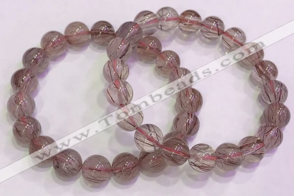 CGB4633 10mm round red rutilated quartz beaded bracelets