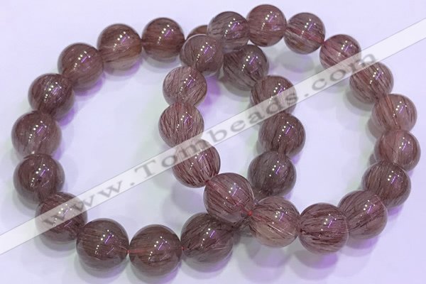 CGB4644 13mm - 14mm round red rutilated quartz beaded bracelets
