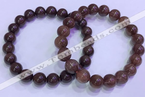 CGB4646 9mm - 10mm round red rutilated quartz beaded bracelets