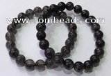 CGB4652 9mm round black rutilated quartz beaded bracelets