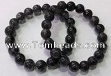 CGB4653 10mm - 11mm round black rutilated quartz beaded bracelets