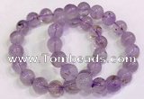 CGB4658 11mm - 12mm round purple phantom quartz beaded bracelets