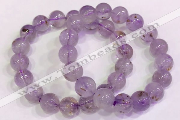 CGB4658 11mm - 12mm round purple phantom quartz beaded bracelets