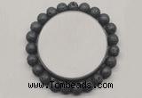 CGB5069 6mm, 8mm round black lava beads stretchy bracelets