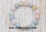 CGB5314 10mm, 12mm round morganite beads stretchy bracelets