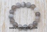 CGB5332 10mm, 12mm round grey banded agate beads stretchy bracelets