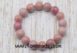 CGB5371 10mm, 12mm round pink wooden jasper beads stretchy bracelets