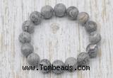 CGB5374 10mm, 12mm round grey picture jasper beads stretchy bracelets