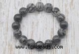 CGB5381 10mm, 12mm round black water jasper beads stretchy bracelets