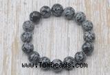 CGB5391 10mm, 12mm round snowflake obsidian beads stretchy bracelets