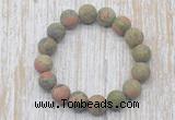 CGB5523 10mm, 12mm round matte unakite beads stretchy bracelets