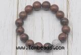 CGB5679 10mm, 12mm mahogany obsidian beads with zircon ball charm bracelets