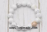 CGB5690 10mm, 12mm white howlite beads with zircon ball charm bracelets