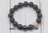 CGB5710 10mm, 12mm black banded agate beads with zircon ball charm bracelets