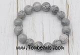 CGB5734 10mm, 12mm grey picture jasper beads with zircon ball charm bracelets