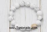 CGB5800 10mm, 12mm matte white howlite beads with zircon ball charm bracelets