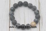 CGB5820 10mm, 12mm matte black labradorite beads with zircon ball charm bracelets