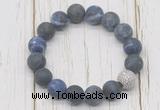CGB5821 10mm, 12mm matte sodalite beads with zircon ball charm bracelets