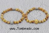 CGB6000 8mm round golden tiger eye bracelet with lion head for men