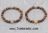CGB6006 8mm round yellow tiger eye bracelet with lion head for men