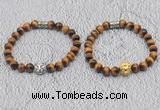 CGB6009 8mm round grade AA yellow tiger eye bracelet with lion head for men