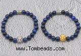 CGB6034 8mm round blue tiger eye bracelet with lion head for men