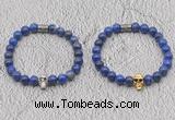 CGB6046 8mm round lapis lazuli bracelet with skull for men