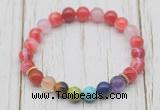 CGB6205 8mm red banded agate 7 chakra beaded mala stretchy bracelets