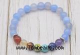 CGB6206 8mm blue banded agate 7 chakra beaded mala stretchy bracelets