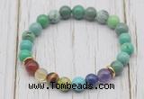 CGB6218 8mm grass agate 7 chakra beaded mala stretchy bracelets