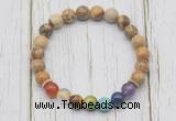 CGB6233 8mm picture jasper 7 chakra beaded mala stretchy bracelets