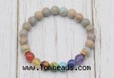 CGB6248 8mm serpentine jasper 7 chakra beaded mala stretchy bracelets