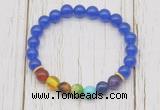 CGB6260 8mm candy jade 7 chakra beaded mala stretchy bracelets