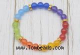 CGB6264 8mm 7 chakra mixed candy jade beaded mala stretchy bracelets