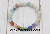 CGB6270 8mm amazonite 7 chakra beaded mala stretchy bracelets