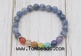 CGB6277 8mm blue spot stone 7 chakra beaded mala stretchy bracelets