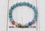 CGB6281 8mm apatite 7 chakra beaded mala stretchy bracelets