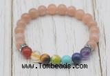 CGB6319 8mm moonstone 7 chakra beaded mala stretchy bracelets