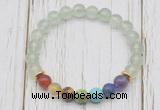 CGB6320 8mm prehnite 7 chakra beaded mala stretchy bracelets