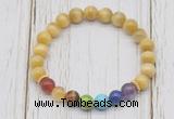 CGB6329 8mm golden tiger eye 7 chakra beaded mala stretchy bracelets