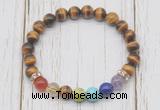CGB6331 8mm yellow tiger eye 7 chakra beaded mala stretchy bracelets