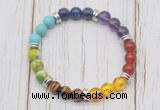 CGB6341 8mm 7 chakra gemstone beaded mala stretchy bracelets