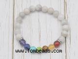 CGB6350 8mm white crazy lace agate 7 chakra beaded mala stretchy bracelets