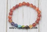 CGB6352 8mm red banded agate 7 chakra beaded mala stretchy bracelets