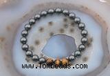 CGB6402 8mm round hematite & yellow tiger eye beaded bracelets