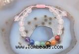 CGB6442 8mm round rose quartz 7 chakra beads adjustable bracelets