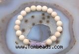 CGB6482 8mm round matte white fossil jasper & lavender amethyst beaded bracelets