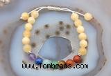 CGB6502 8mm round honey jade 7 chakra beads adjustable bracelets