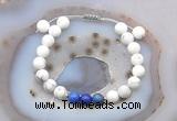 CGB6594 8mm round matte white howlite & lapis lazuli adjustable bracelets